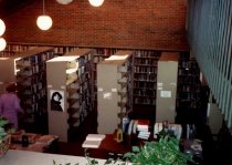 Bookshelves inside the Lake Bluff Library